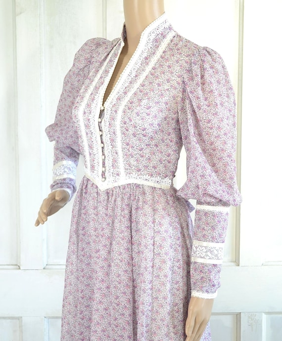 1970s Gunne Sax Maxi Dress - Sheer Floral Cottagecore… - Gem