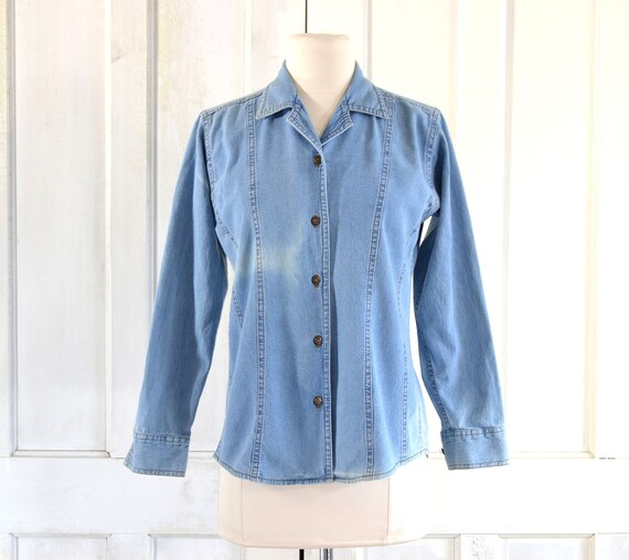 faded blue denim shirt