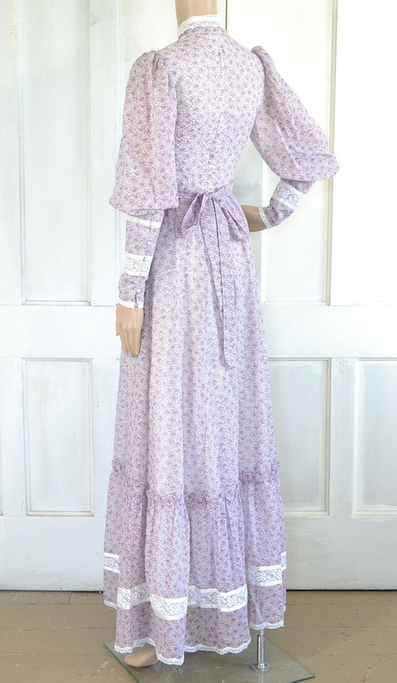 1970s Gunne Sax Maxi Dress - Sheer Floral Cottagecore… - Gem