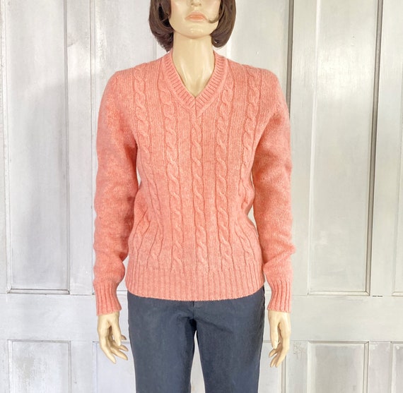 Vintage Wool Cable Knit Sweater - Wool Pullover S… - image 1