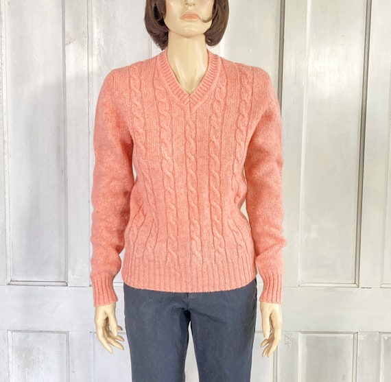 Vintage Wool Cable Knit Sweater - Wool Pullover Sweater - Heather 