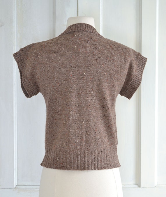 70s Vintage Sweater Knit Top - Tweed Flecked - Cr… - image 5