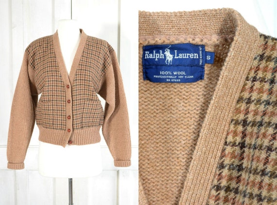 Vintage Ralph Lauren Sweater - Houndstooth Wool Ca