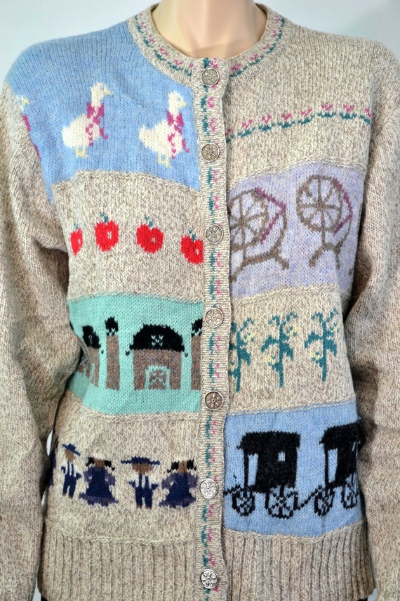 Vintage Wool Cardigan Sweater - Country / Farm / … - image 4