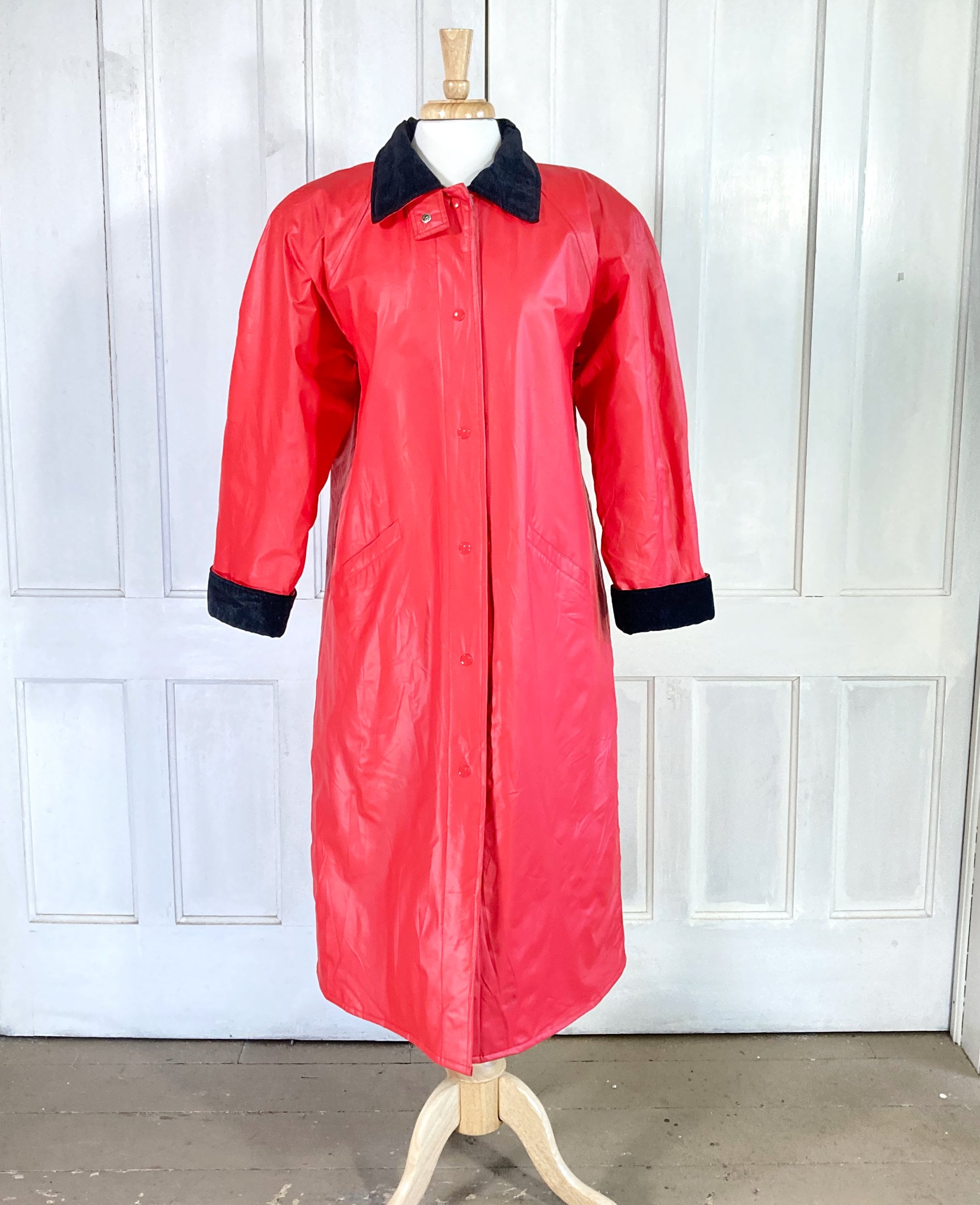 Vintage 80s Rain Coat - All Weather Slicker - 90s Red Duster Coat