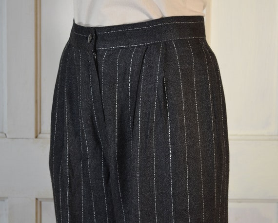 80s Vintage Pinstriped Trousers - 90s High Waiste… - image 5