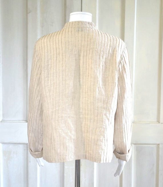 Vintage Linen Jacket Top - Natural Flax Color - P… - image 7