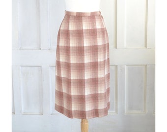 Vintage Pendleton Wool Skirt - Pencil Skirt - Shadow Plaid Skirt - 28 inch waist