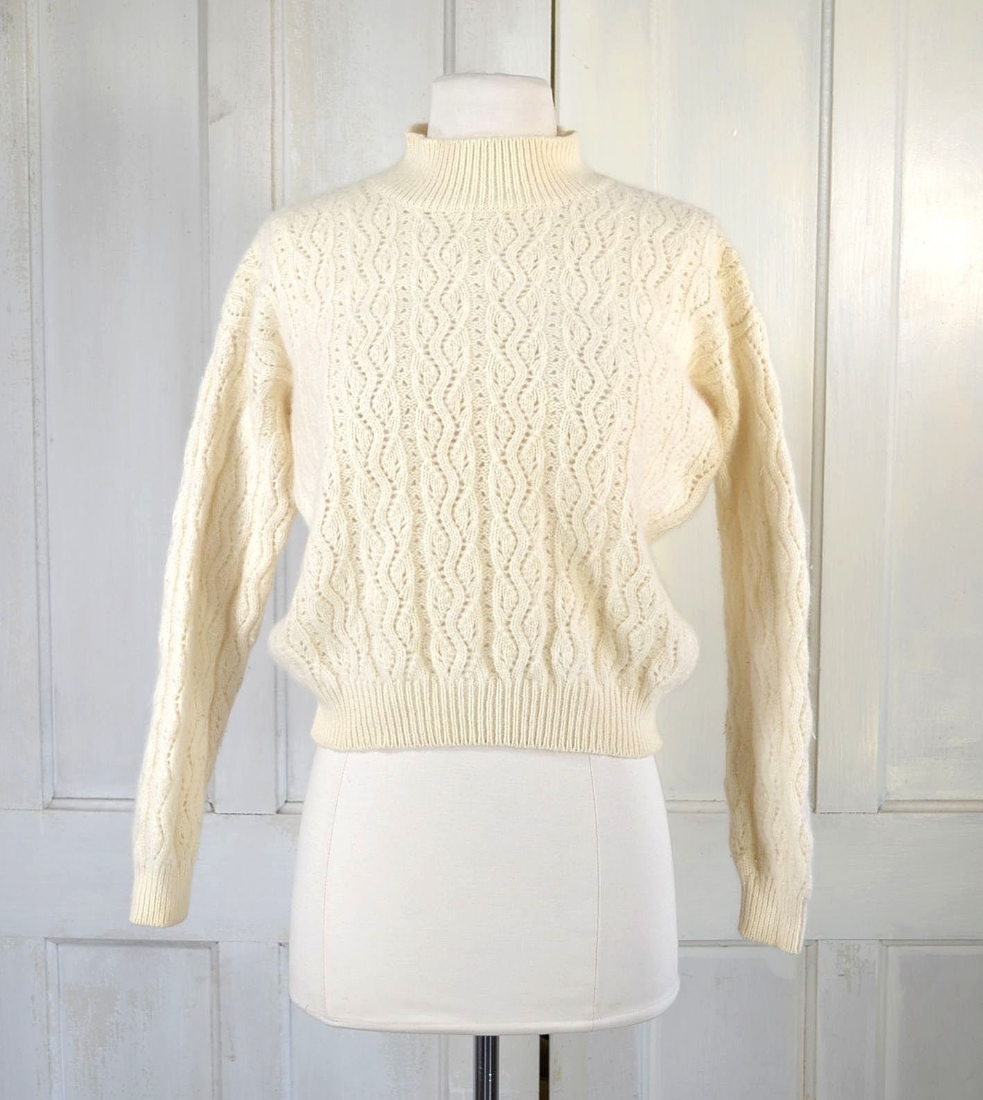 Vintage 80s Angora and Lambswool Sweater - 90s Outback Red Cropped 