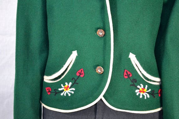 50s Vintage Wool Blazer Jacket  - Embroidered Pet… - image 5