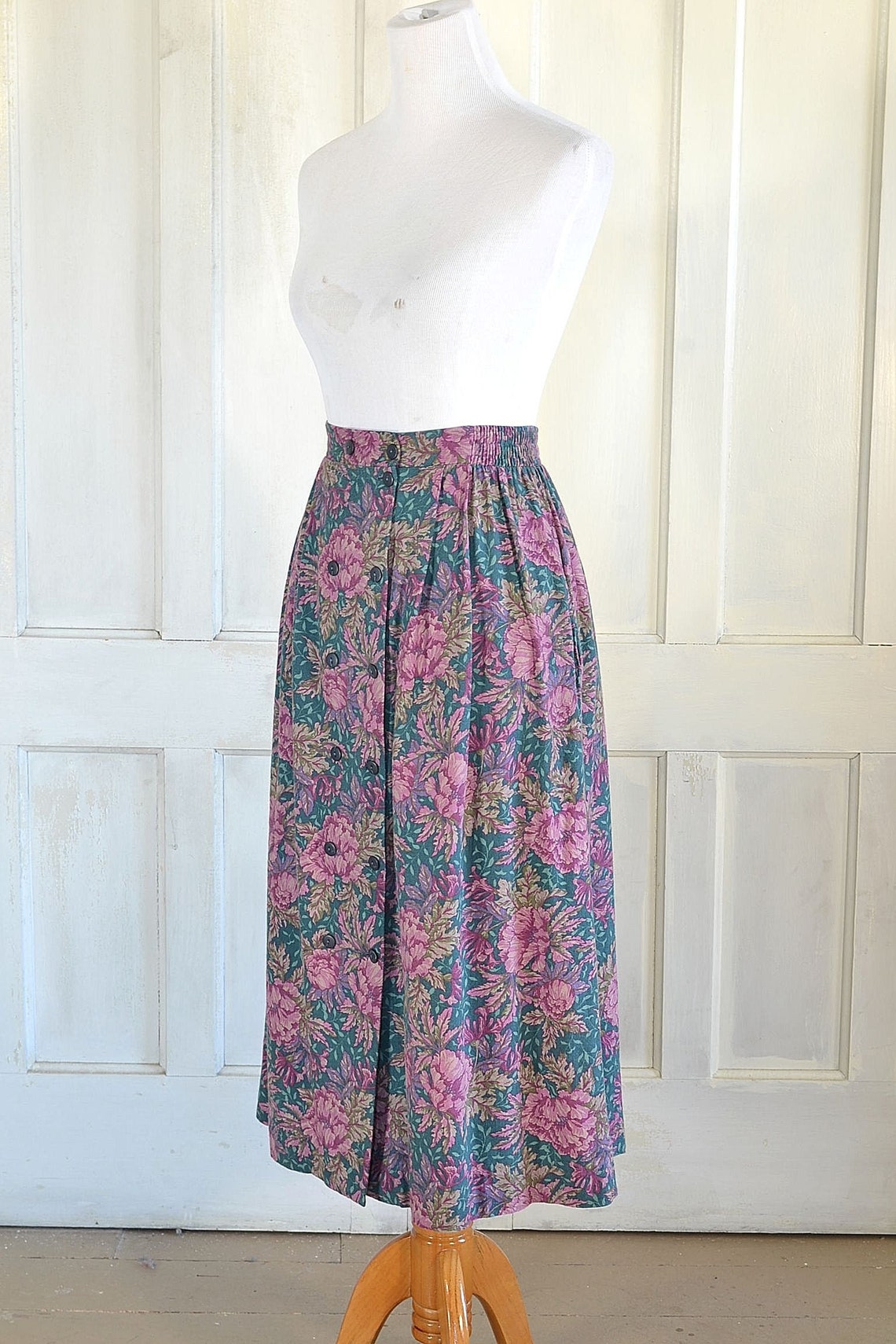 Vintage Laura Ashley Skirt Floral Midi Skirt Double - Etsy