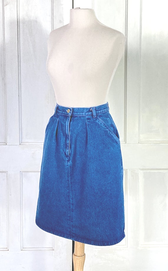 90s Vintage Denim Skirt - LL Bean Short Pencil Sk… - image 4