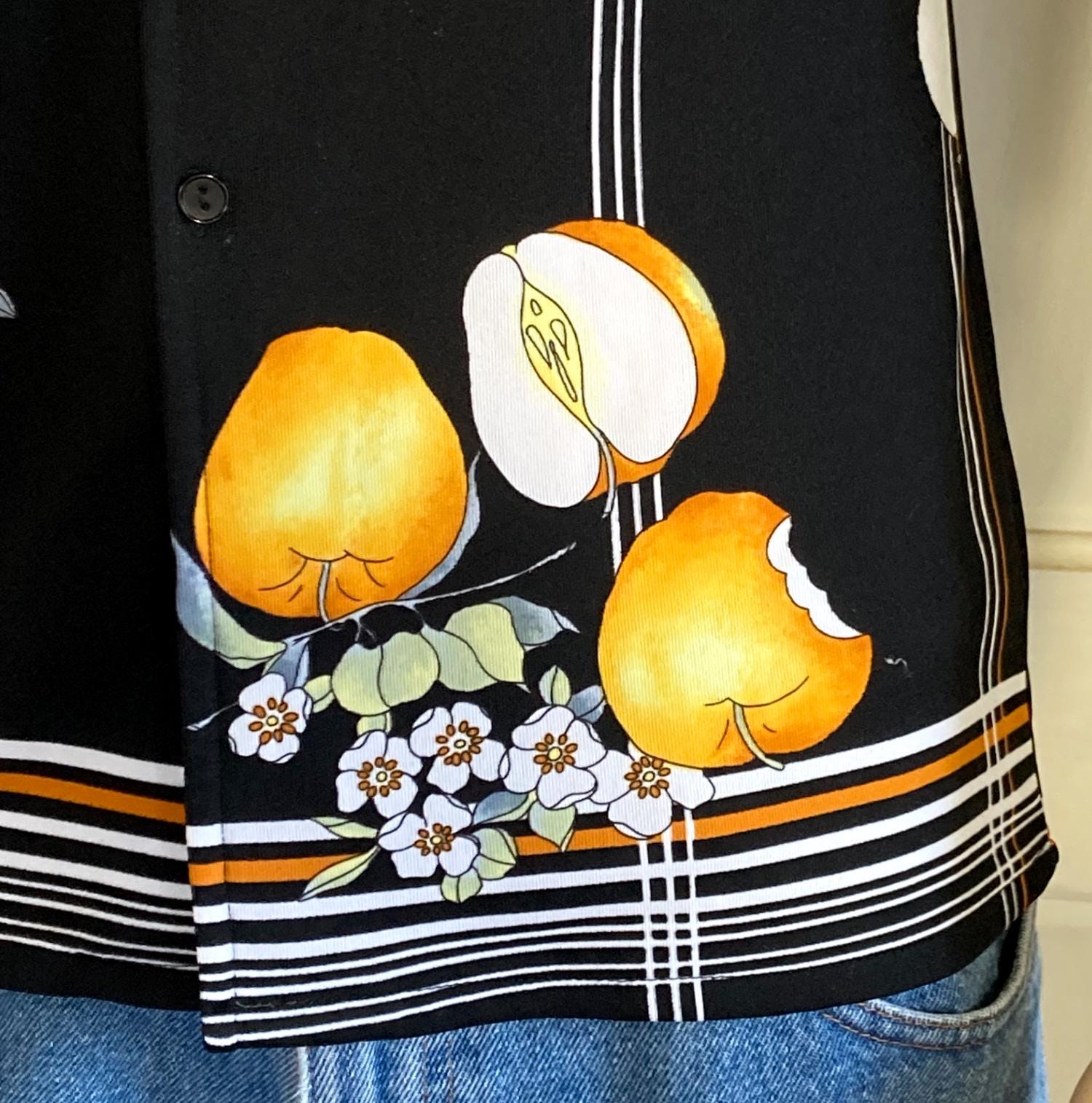 70s-80s ヴィンテージサイクルシャツ WINDSOR 1970s Vintage Disco Shirt - Van Heusen Van Knit - Apple Fruit