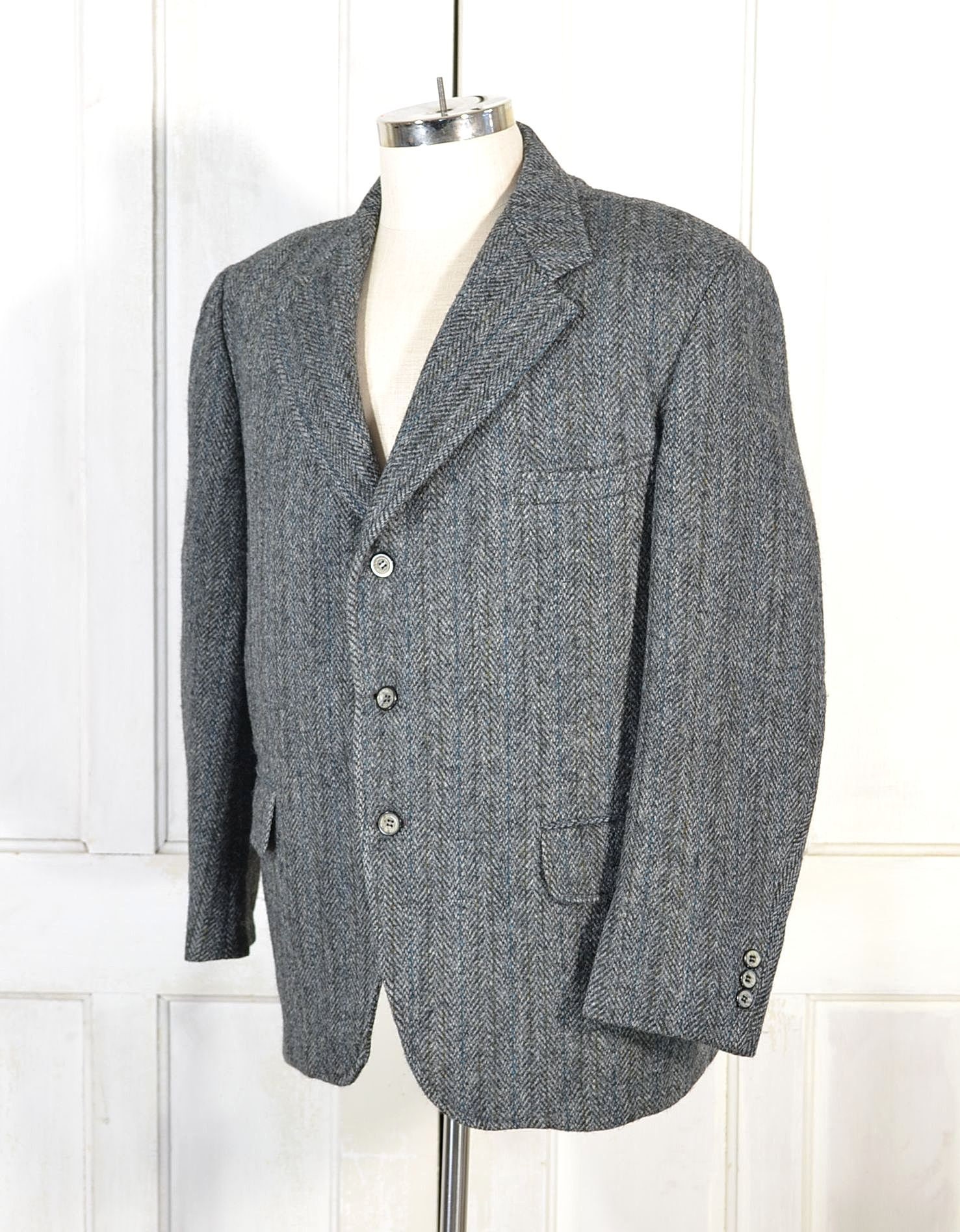 Vintage 70s Harris Tweed Blazer - Herringbone Tweed Sport Coat