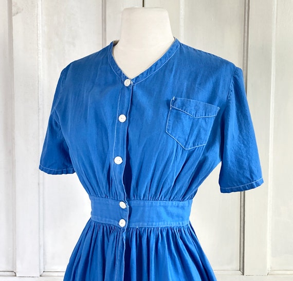 40s Vintage Cotton Work Dress - 1940s Workwear Ho… - image 5