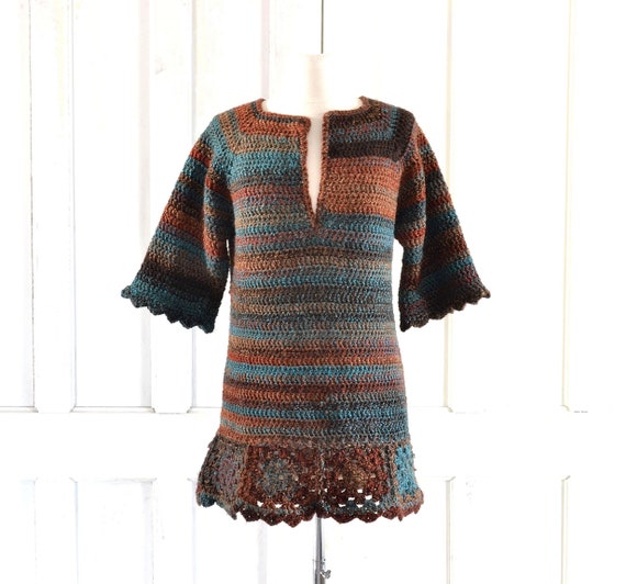 Vintage 70s Hand Knitted Sweater - Hand Knit Gran… - image 1