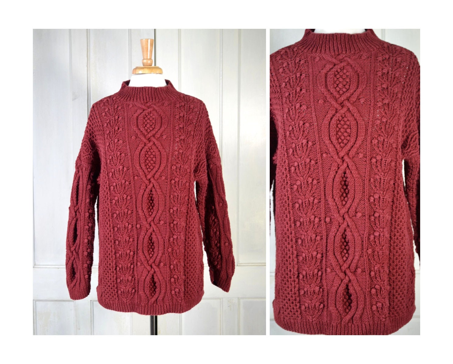 90s Vintage Express Hand Knit Sweater - Chunky Cable Knit Pullover