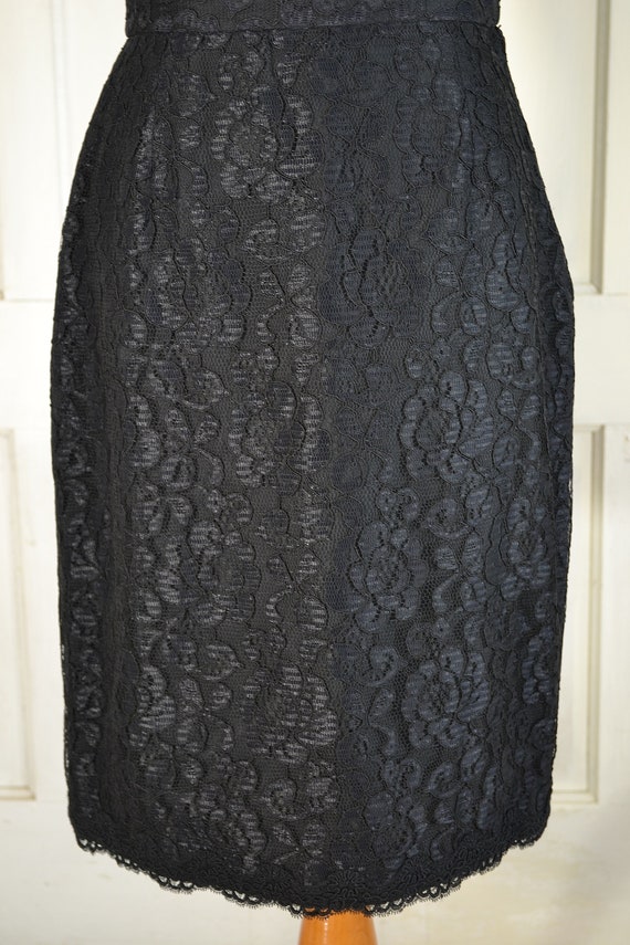 90s Black Lace Skirt - Vintage Oscar De La Renta … - image 7