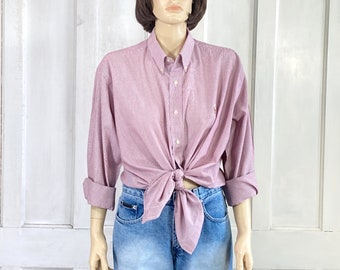 Chemise Ralph Lauren vintage des années 70 - boutonnée rayée - chemisier des années 80 - chemise fine - style homme surdimensionné petit ami - polo logo poney
