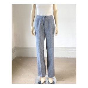 80s Vintage Pendleton Wool Trousers - High Waisted Pants - Woven Black and White Flecked Tweed - 28 inch waist