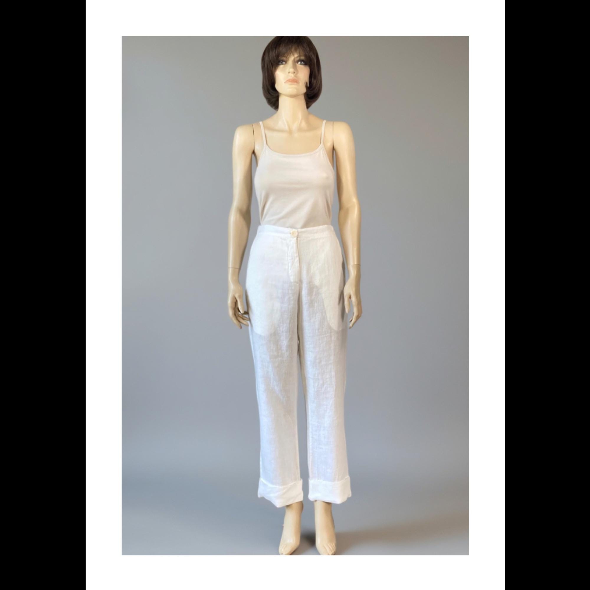 FLAX by Jeanne Engelhartリネンイージー ワイドショーツ Vintage FLAX by Jeanne Engelhart Linen Pants - White Linen - Baggy