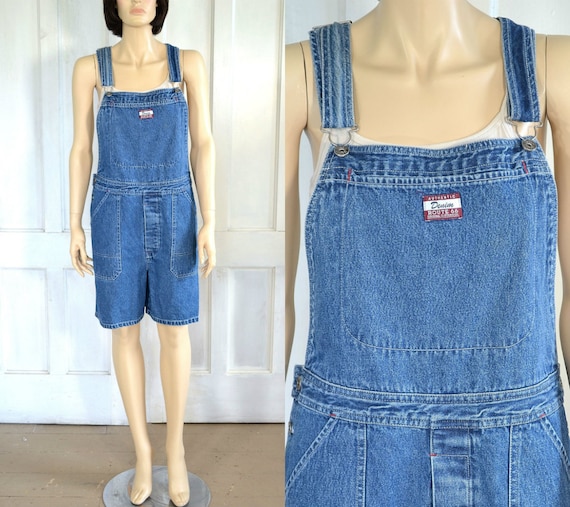 90s Vintage Denim Overalls Shorts - Short Overalls
