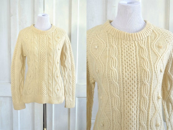 Vintage Fishermans Sweater - Wool Cable Knit Pullo