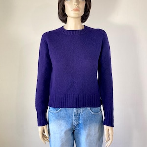 Vintage Shetland Wool Sweater - 80s Hunter&#39;s Run Pullover Sweater - Navy Blue Preppy Wool Pullover Sweater