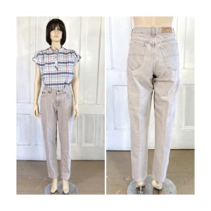 Vintage Lee Jeans -90s Beige Lee Riders Jeans - Tapered Leg - High Waisted Jeans - 31 inch waist