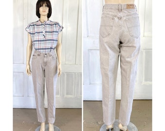 Vintage Lee Jeans -90s Beige Lee Riders Jeans - Tapered Leg - High Waisted Jeans - 31 inch waist