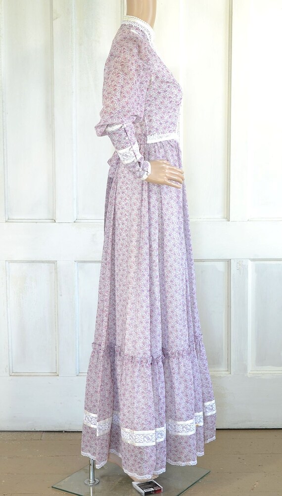 1970s Gunne Sax Maxi Dress - Sheer Floral Cottagecore… - Gem