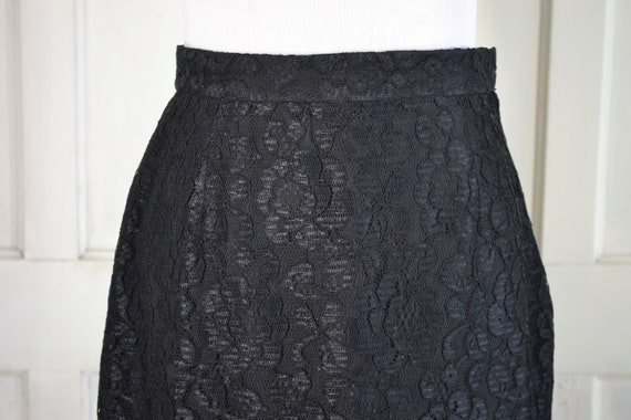 90s Black Lace Skirt - Vintage Oscar De La Renta … - image 3