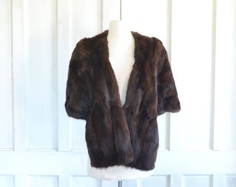 Mahogany Mink Fur Stole Cape Wrap