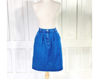 90s Vintage Denim Skirt - LL Bean Short Pencil Skirt - High Waisted Jeans Skirt - 31 inch waist