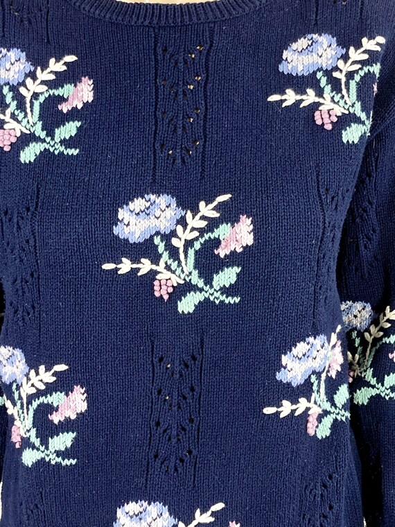 Vintage Laura Ashley Embroidered Sweater - 90s Cottagecore Cotton 