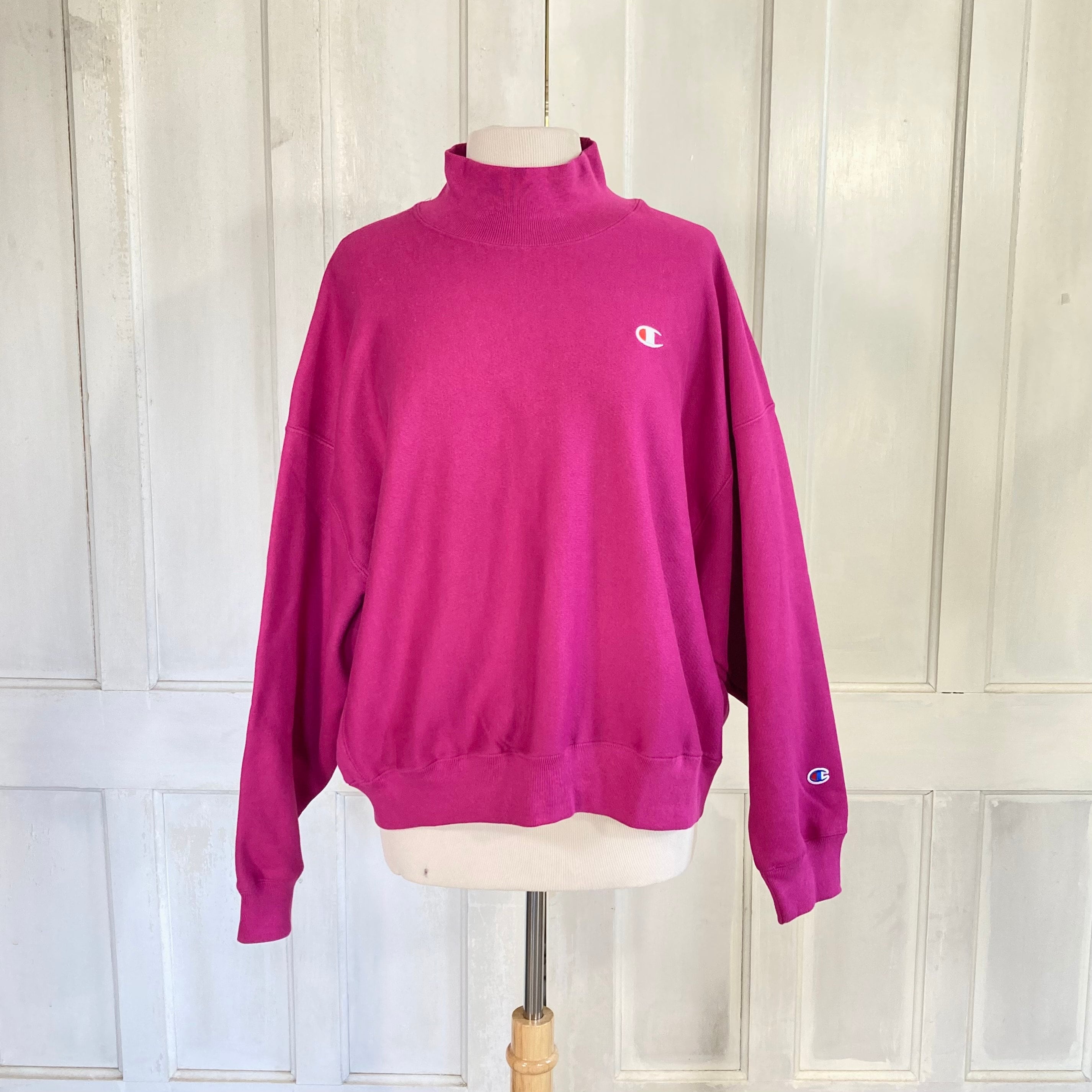 Vintage Champion Reverse Weave Sweatshirt 90s Top Magenta Pink Oversized Dolman Sleeves Cropped Cut Plus Size Etsy Australia