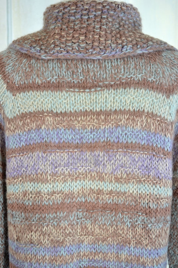 70s Vintage Mohair Wool Sweater Coat - 1970s Hand Knit Cardigan