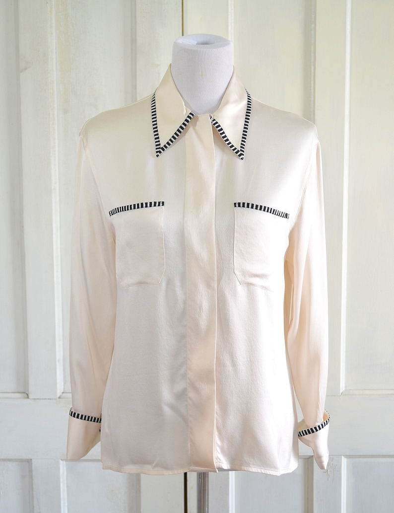 Vintage Chanel Silk Blouse Designer Silk Shirt | Etsy
