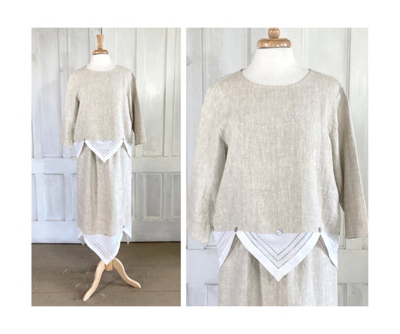 Dress White Linen Skirt 80s Vintage 80s Linen Skirt Suit 90s Woven
