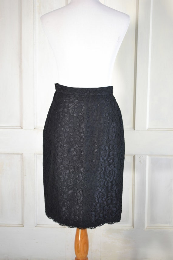 90s Black Lace Skirt - Vintage Oscar De La Renta … - image 6