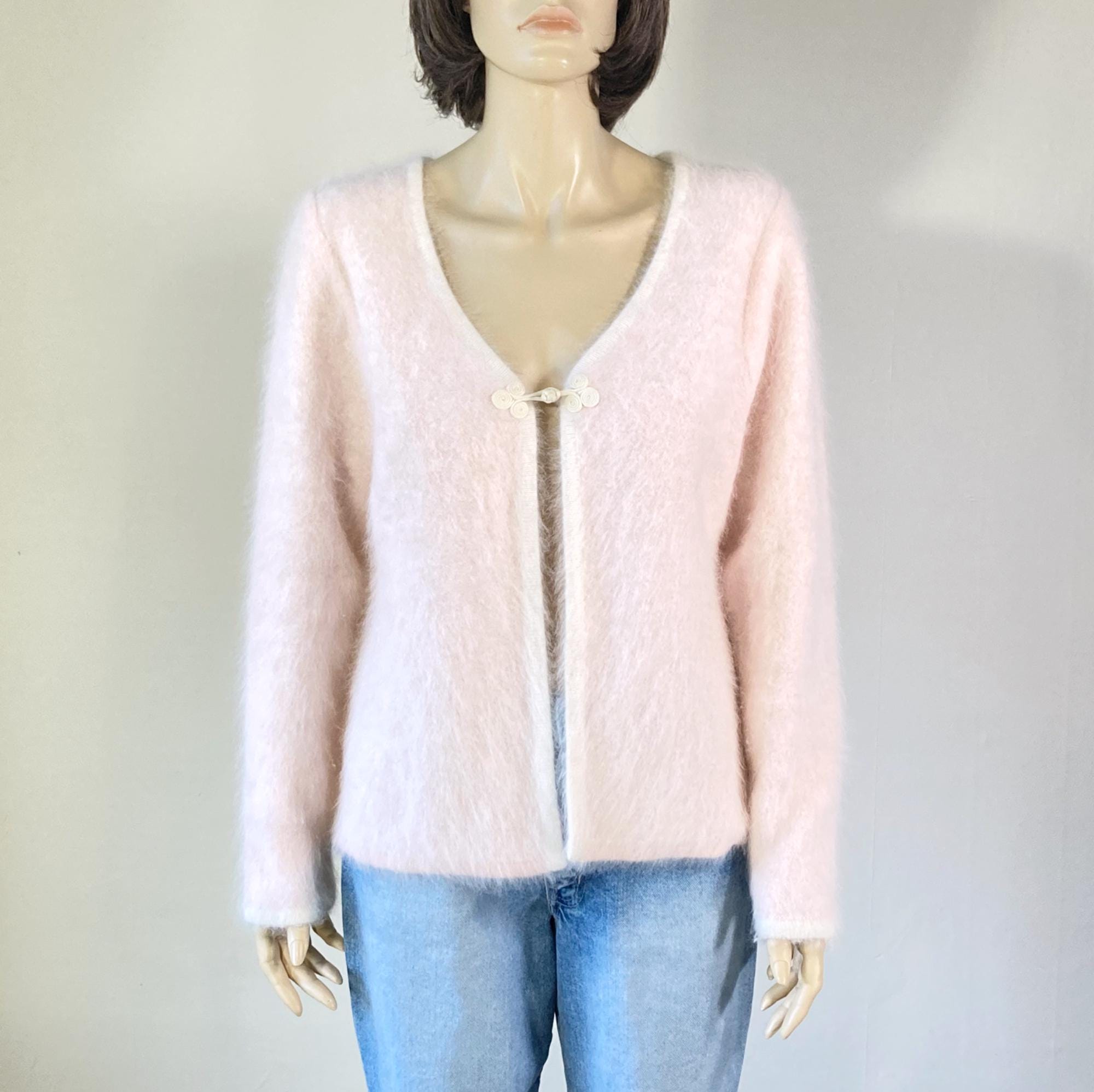 Vintage Venesha Angora Cardigan Sweater Baby Pink 80% Angora
