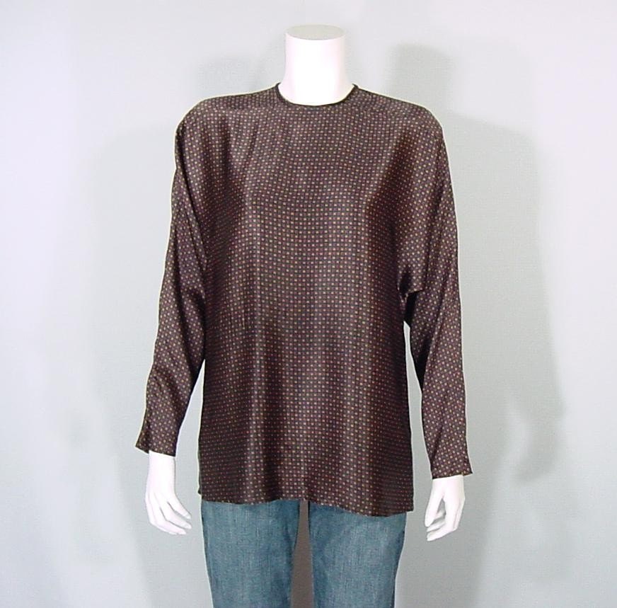 vintage Ellen Tracy dot frill bow blouse
