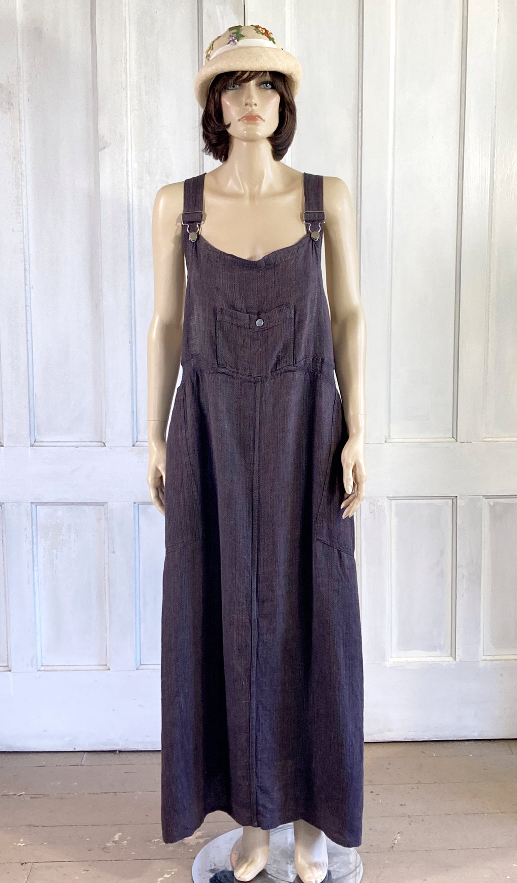 Vintage FLAX Overalls Dress - Jeanne Engelhart Linen Dress Vintage FLAX Overalls Dress - Jeanne Engelhart Linen Dress