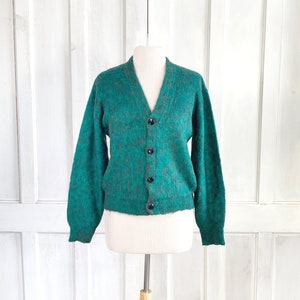 Vtg 60s DISTRESSED MOHAIR CARDIGAN // Vintage Green Shaggy Vtg 60s DISTRESSED MOHAIR CARDIGAN // Vintage Green Shaggy