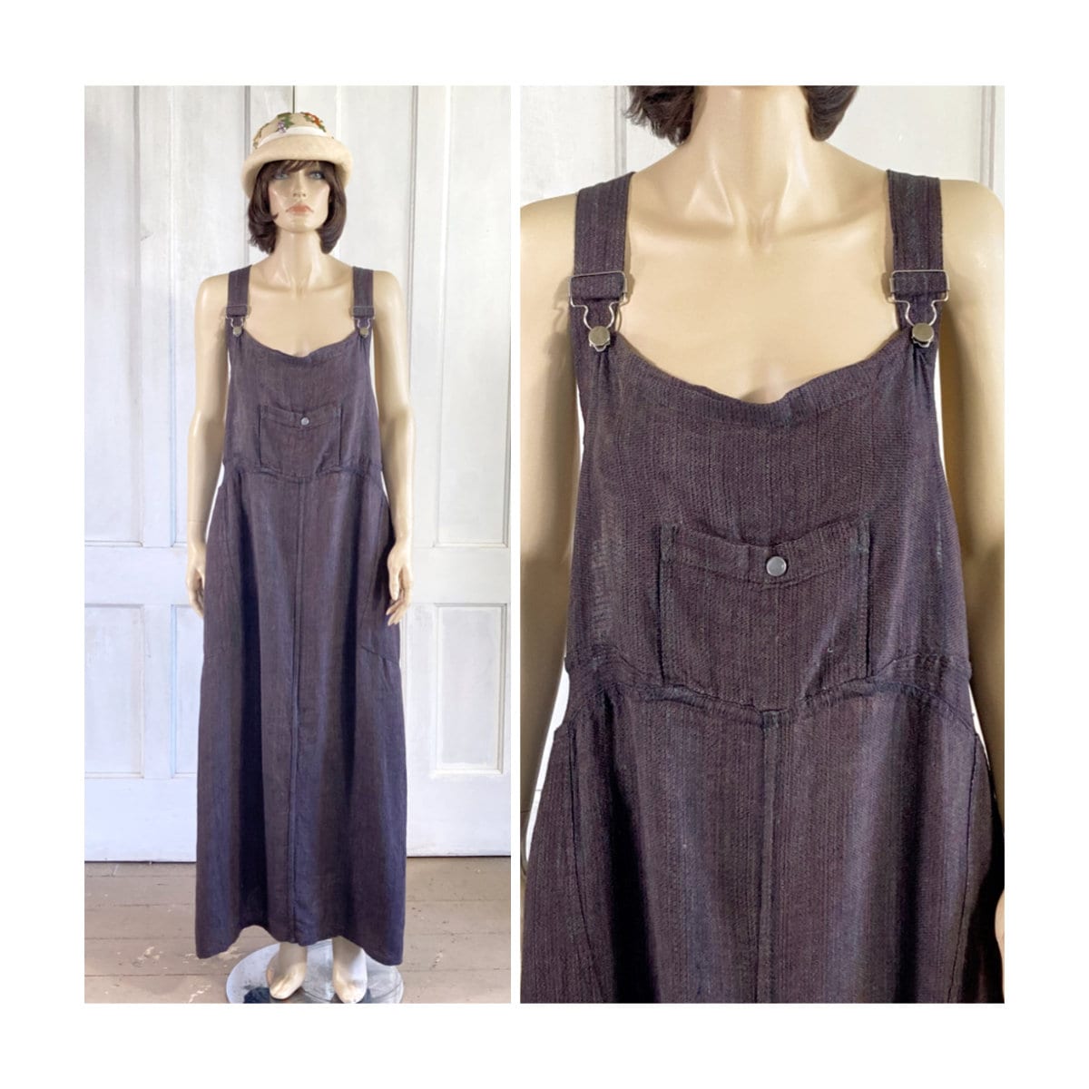 Vintage FLAX Overalls Dress - Jeanne Engelhart Linen Dress Vintage FLAX Overalls Dress - Jeanne Engelhart Linen Dress