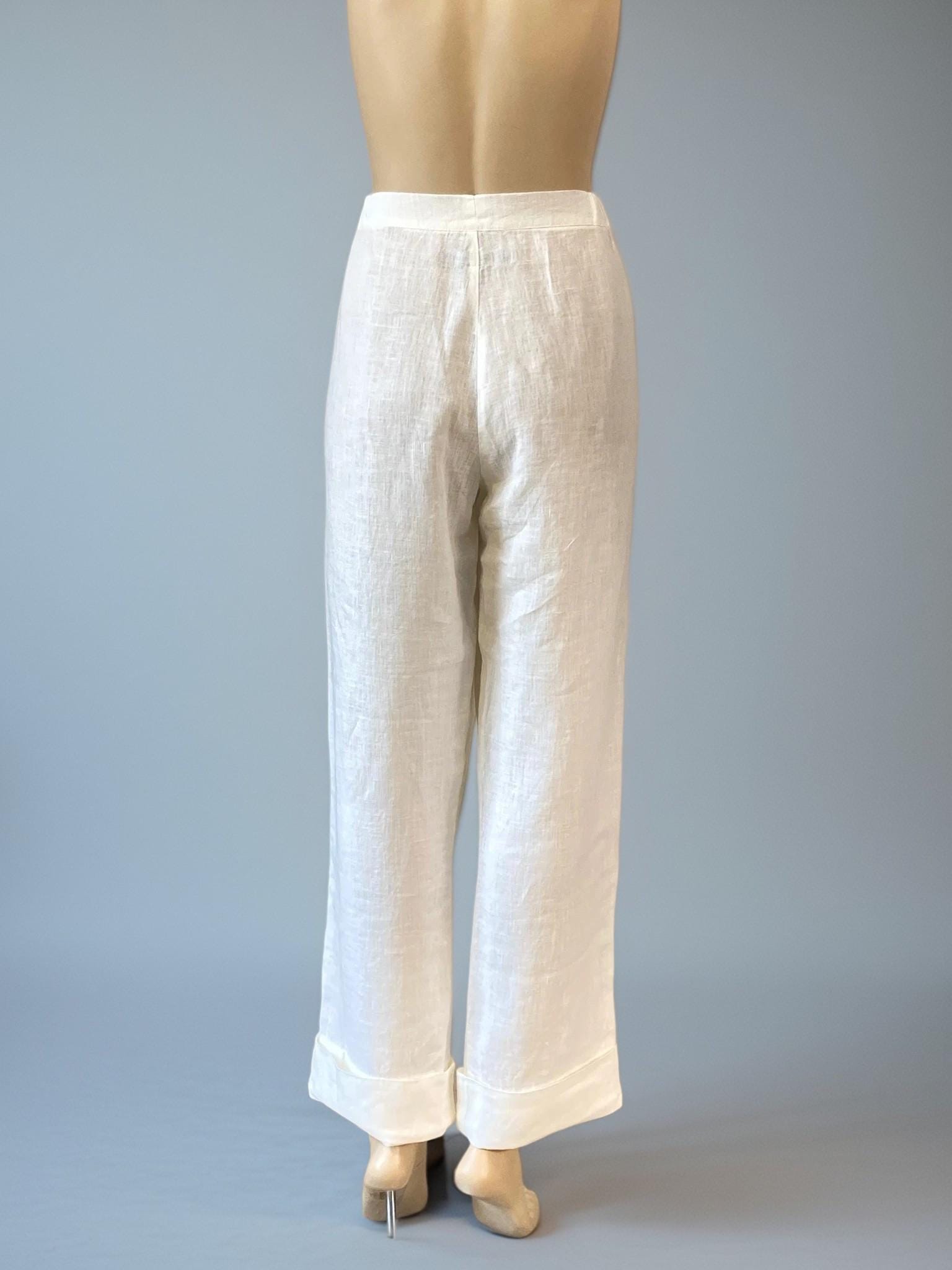 Vintage FLAX by Jeanne Engelhart Linen Pants - White Linen - Baggy