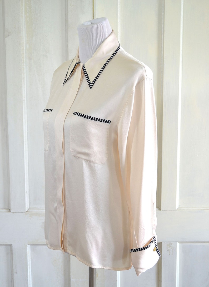 Vintage Chanel Silk Blouse Designer Silk Shirt | Etsy
