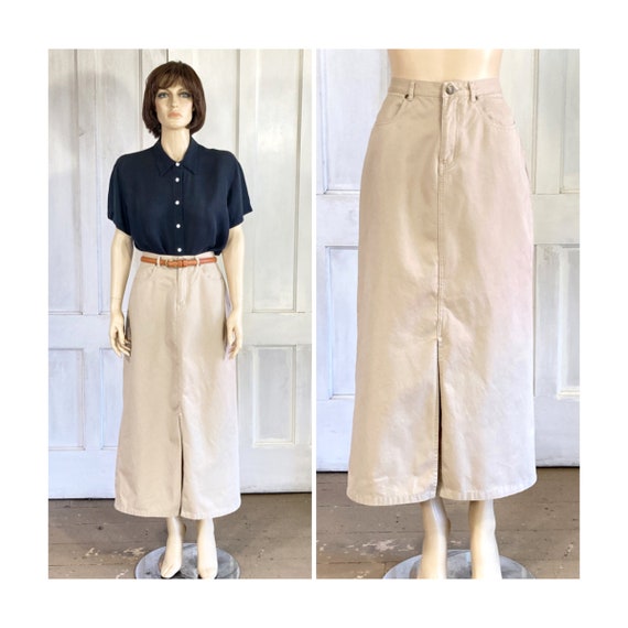 90s Vintage Khaki Skirt - Eddie Bauer Chinos Skirt