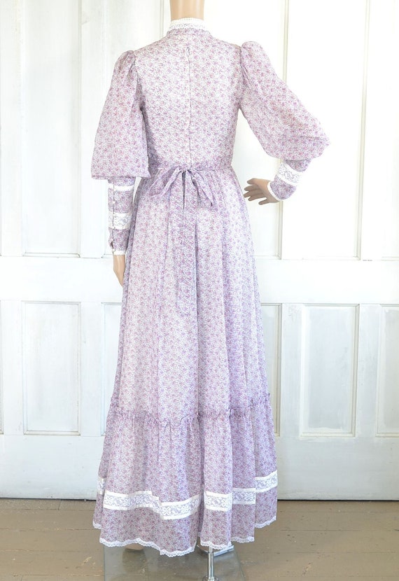 1970s Gunne Sax Maxi Dress - Sheer Floral Cottagecore… - Gem