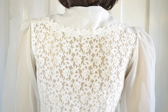 80s Vintage White Lace Blouse - Lace and Chiffon … - image 8